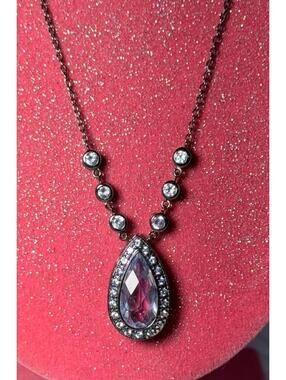 Necklace Jewelili purple Manmade Quartz and Sapphires sterling silver 925